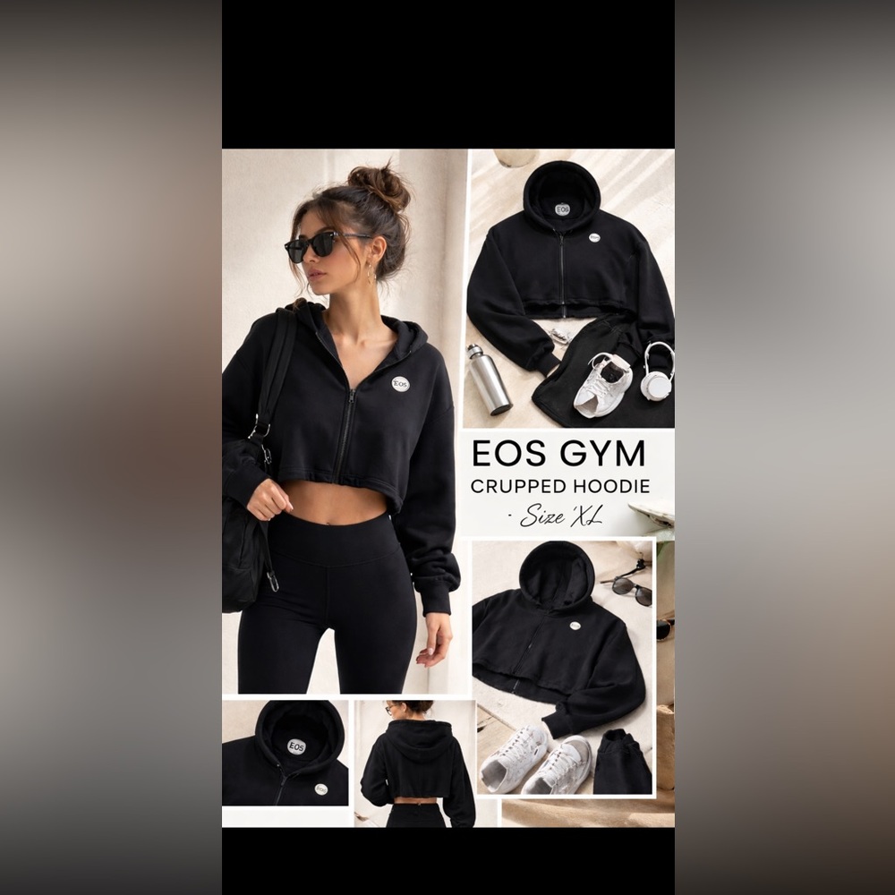 EOS Gym Black Cropped Hoodie